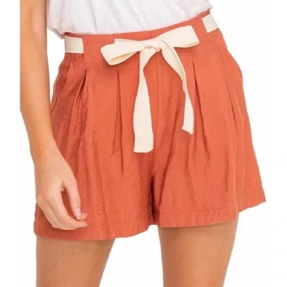 All in Favor High Waist Orange Cream Shorts